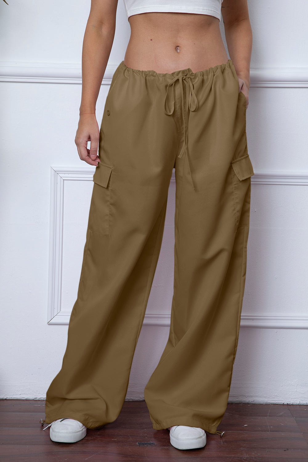 Drawstring Waist Pants with Pockets