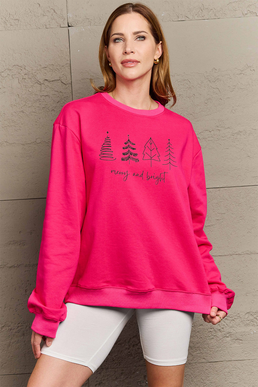 Simply Love Full Size MERRY AND BRIGHT Graphic Sweatshirt