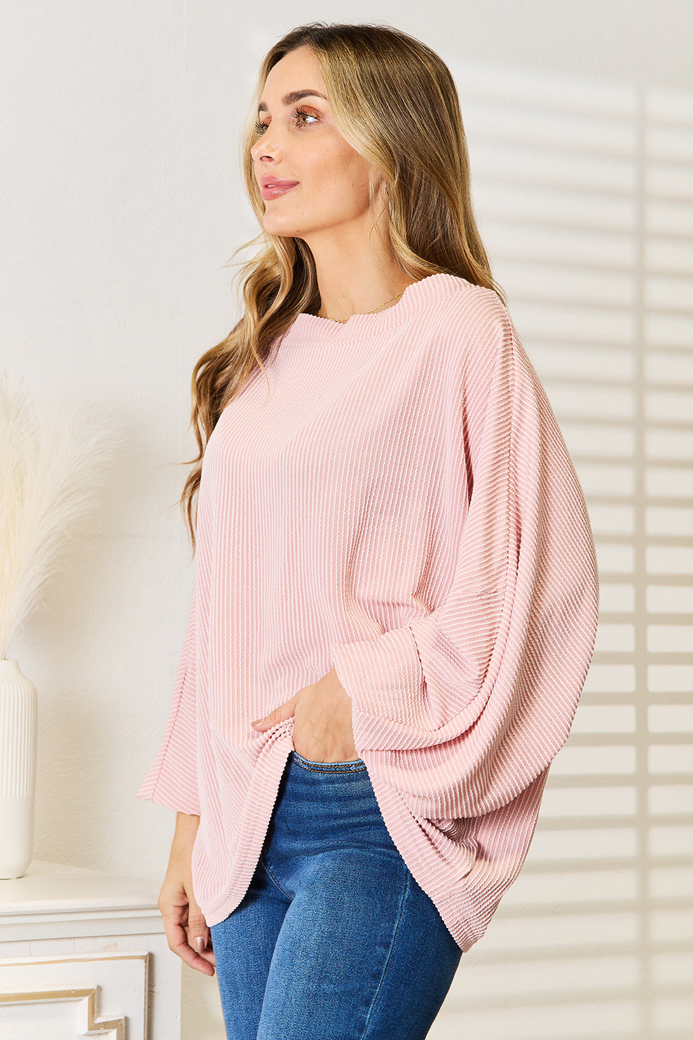 Double Take Ribbed Long Sleeve Top